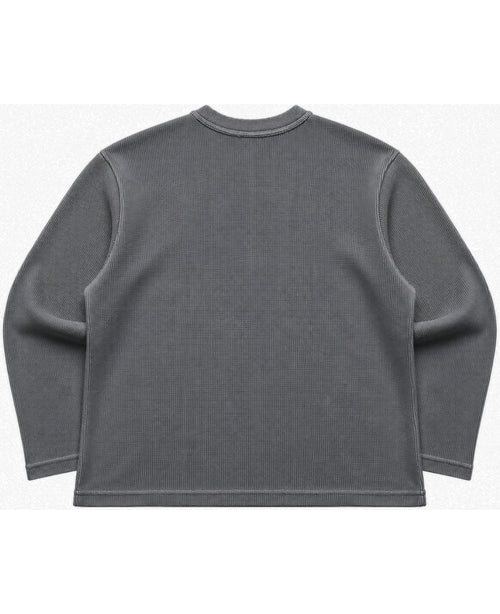 Acidwash waffle knit oversized full-sleeve Back Design