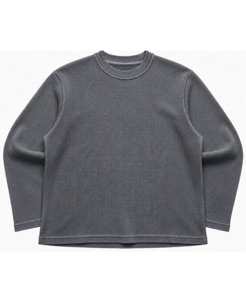 Acidwash waffle knit oversized full-sleeve Front Design