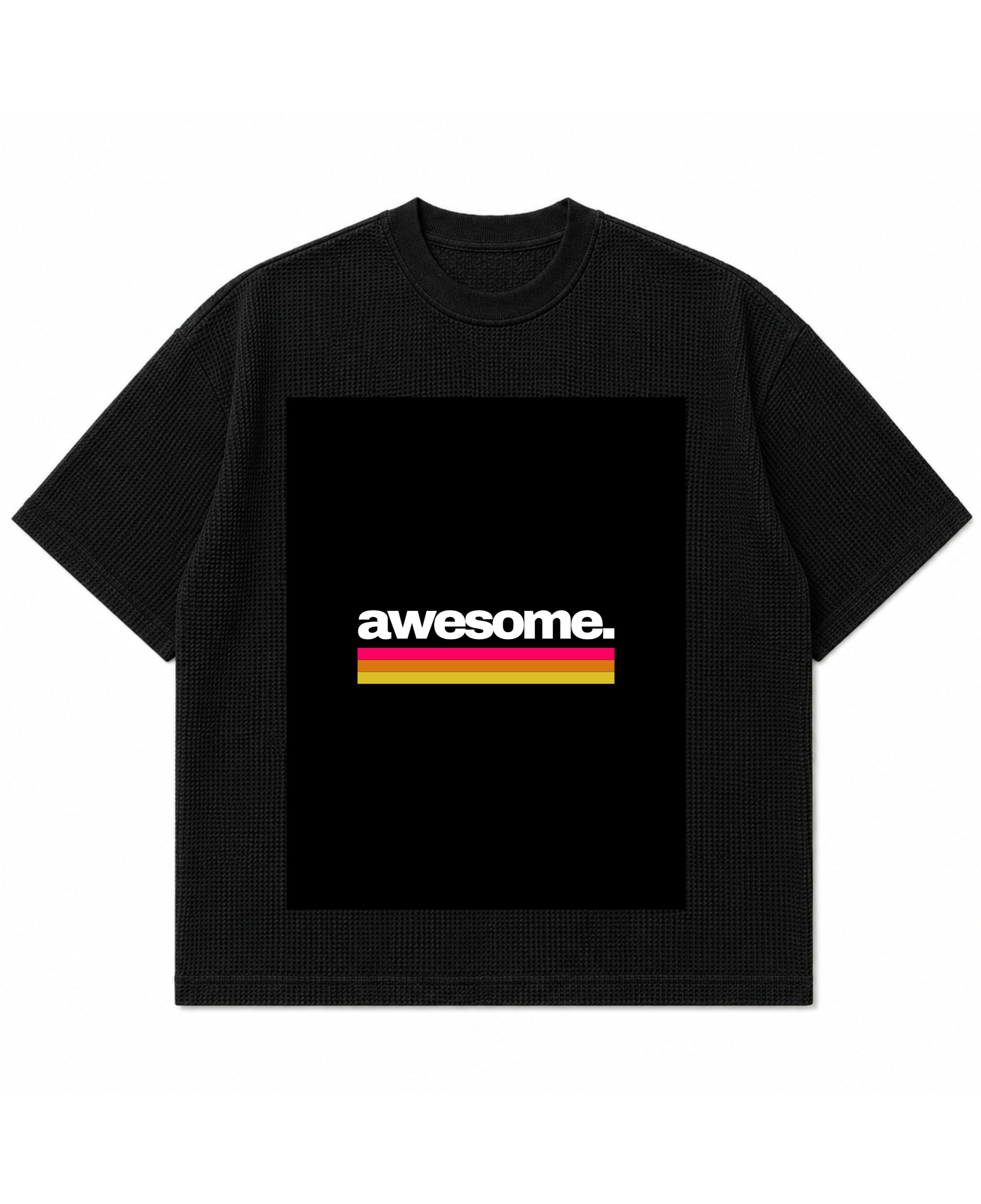 Black waffle boxy fit Front Design