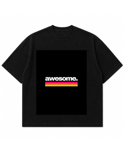 Black waffle boxy fit Front Design